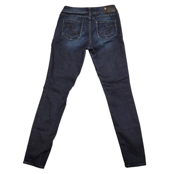 Silver Jeans Women's W27 L29 Dark Blue Low Rise Suki Jegging Skinny Denim Ankle - Picture 3 of 12